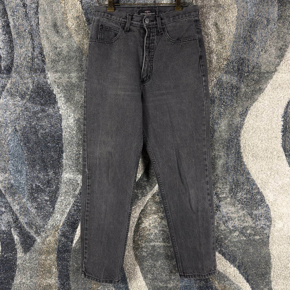 Vintage Guess Georges Marciano Black Tapered Jeans 30x28 Made in USA 90s Denim